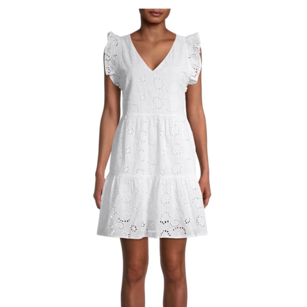 White Flutter Sleeve Dress XXL